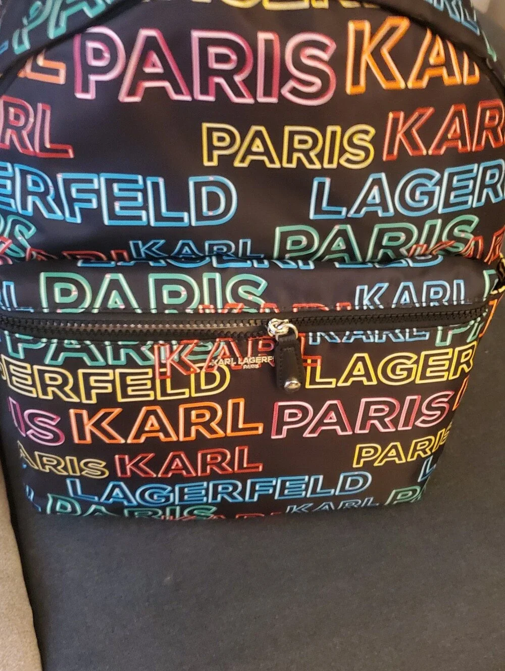 Karl Lagerfeld Black Multi-Color Logo Backpack